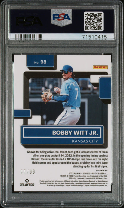 2022 Optic Bobby Witt Jr Rookie Purple Pandora /99 PSA 9