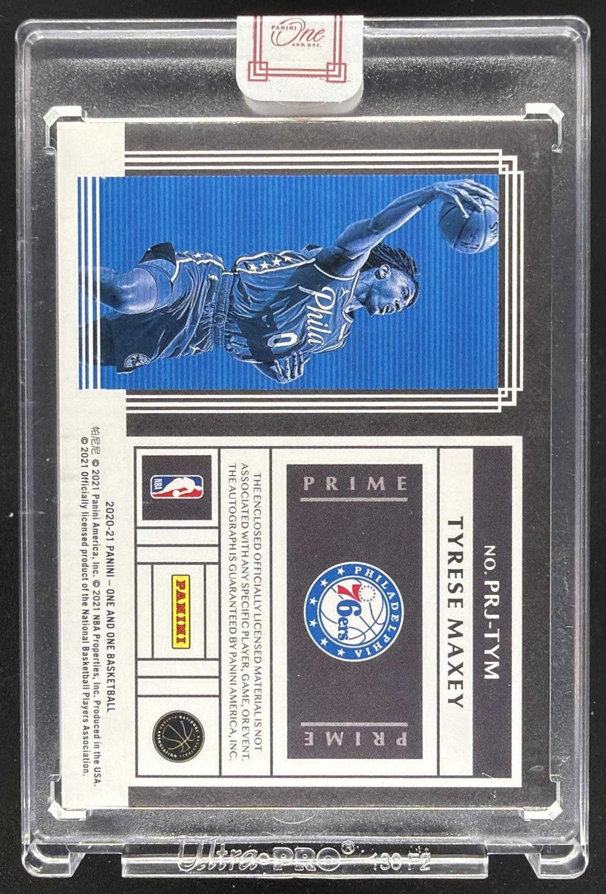 2020 Panini One and One Tyrese Maxey #PRJ-TYM Prime Rookie Jersey Auto /99 RC