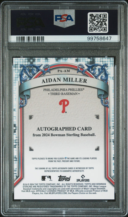 2024 Bowman Sterling Aidan Miller #PA-AM Prospect Auto PSA 10