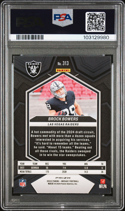2024 Mosaic Brock Bowers Reactive Yellow PSA 10 RC