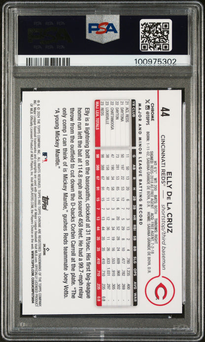2024 Topps Chrome Elly De La Cruz #44 Xfractor RC Reds PSA 10