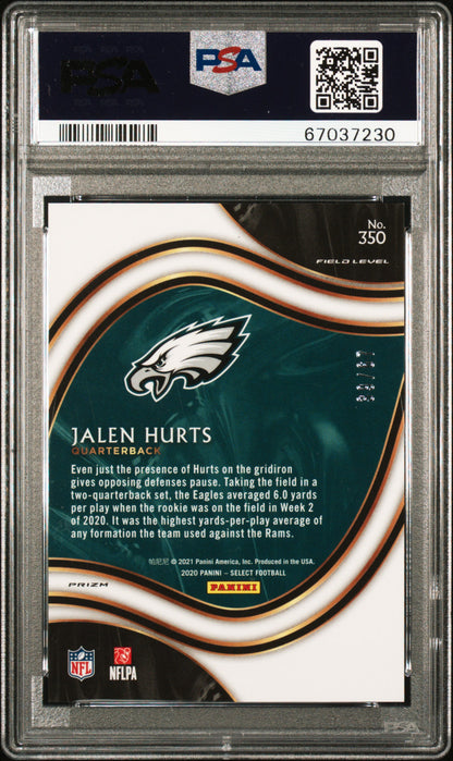 2020 Select Jalen Hurts Dragon Scale Prizm /67 Rookie PSA 9