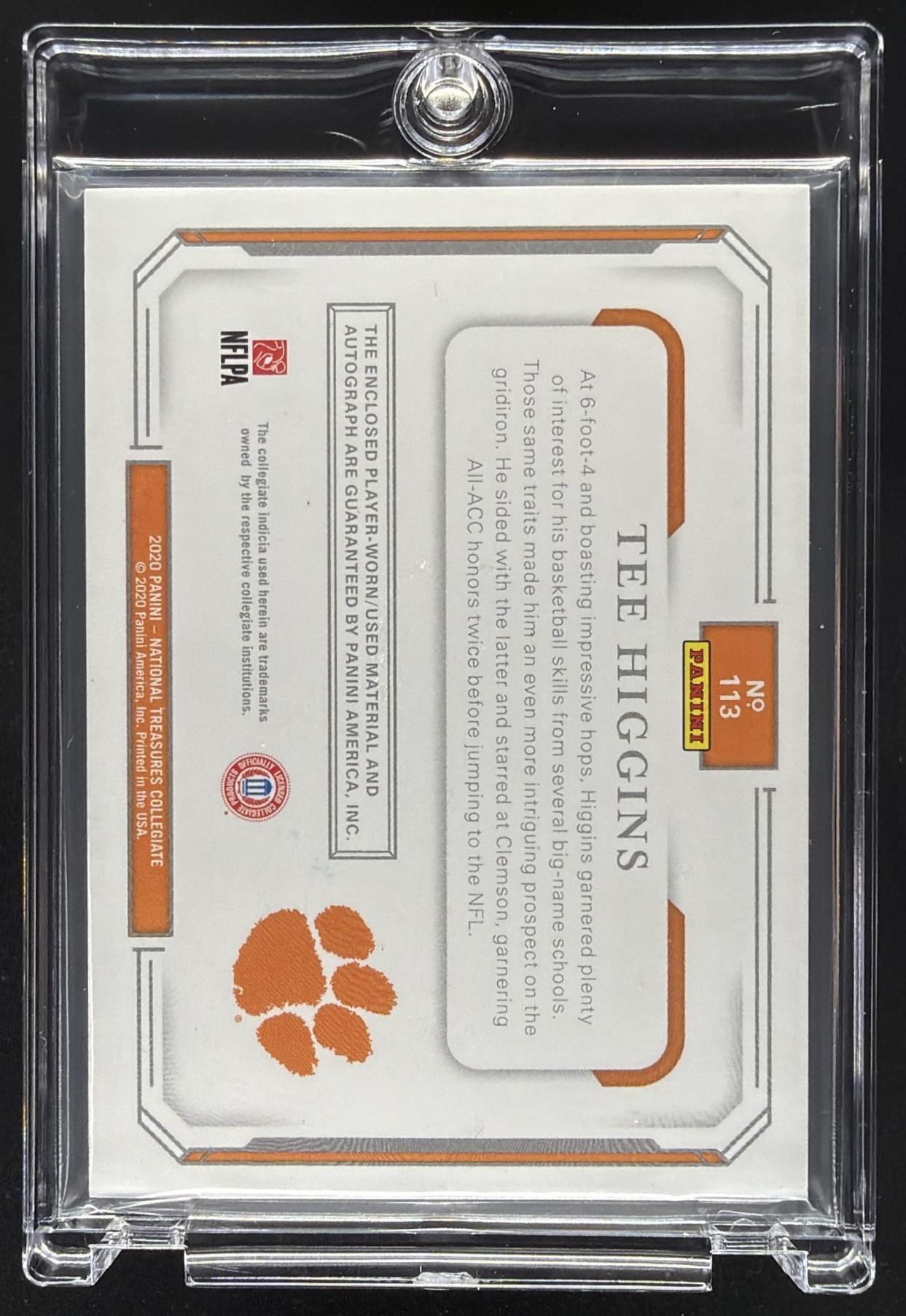 2020 Panini National Treasures Tee Higgins Rookie Patch Auto /10 Clemson