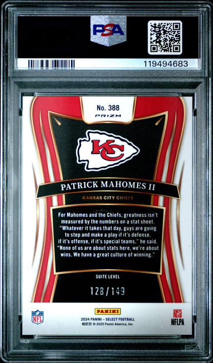 2024 Select Patrick Mahomes Tri Color /149 PSA 10
