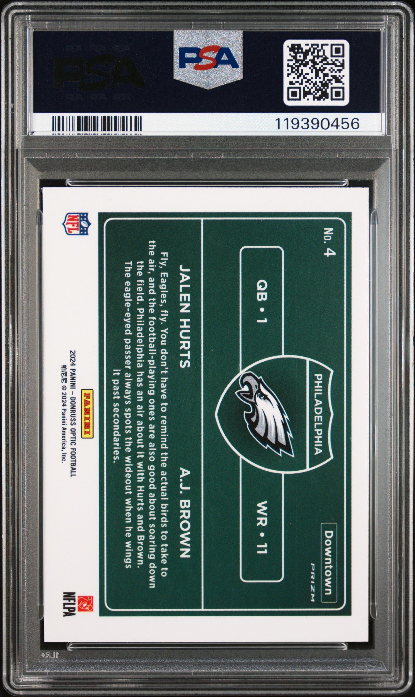 2024 Optic Jalen Hurts AJ Brown Dual Downtown PSA 10
