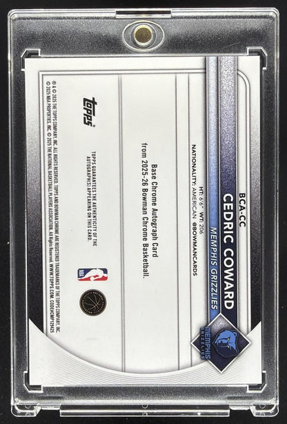 2025 Bowman Sapphire Cedric Coward #BCA-CC Chrome Auto Yellow Refractor 30/75 RC
