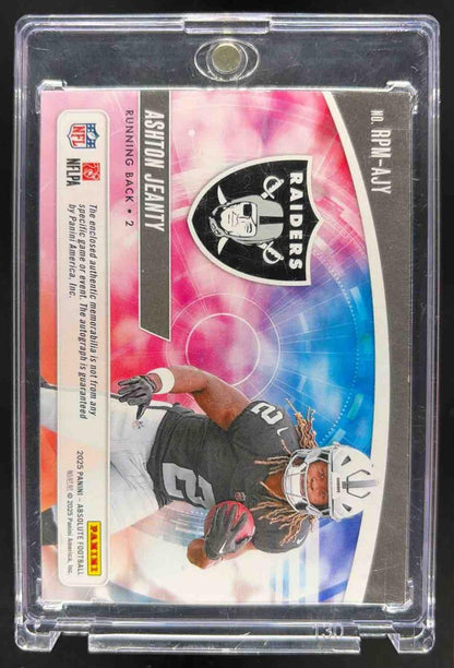 2025 Panini Absolute Ashton Jeanty #RPM-AJY Rookie Premiere Materials Autos Spectrum /99 MEM RC Auto