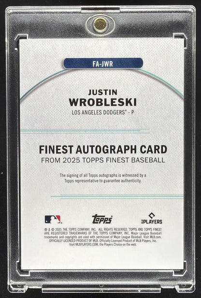 2025 Topps Finest Justin Wrobleski #FA-JWR Auto Sky Blue Refractor 48/150 RC