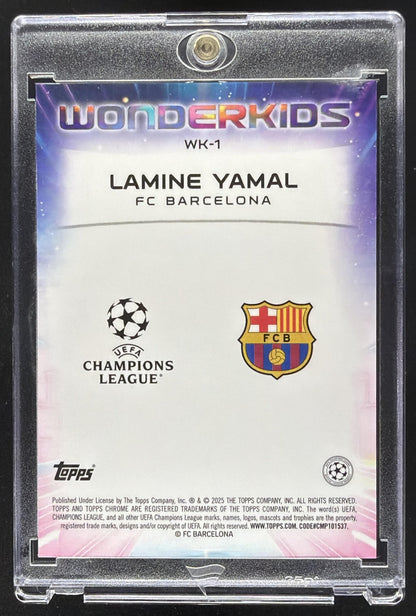 2024 Topps Chrome UEFA Club Lamine Yamal #WK-1 Wonderkids Aqua Refractor /199