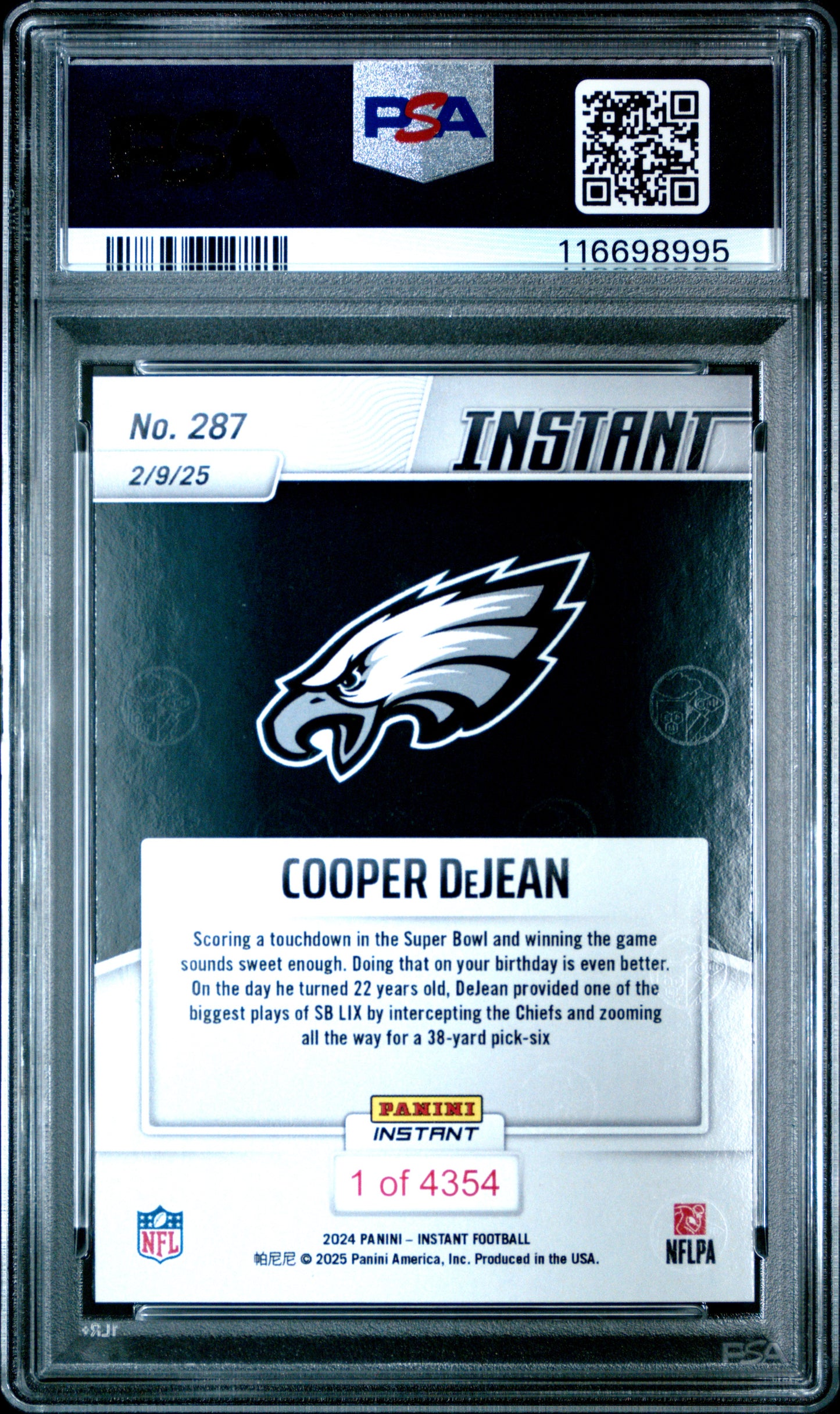 2024 Panini Instant Cooper Dejean Pick Six PSA 10