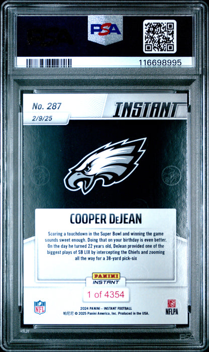 2024 Panini Instant Cooper Dejean Pick Six PSA 10