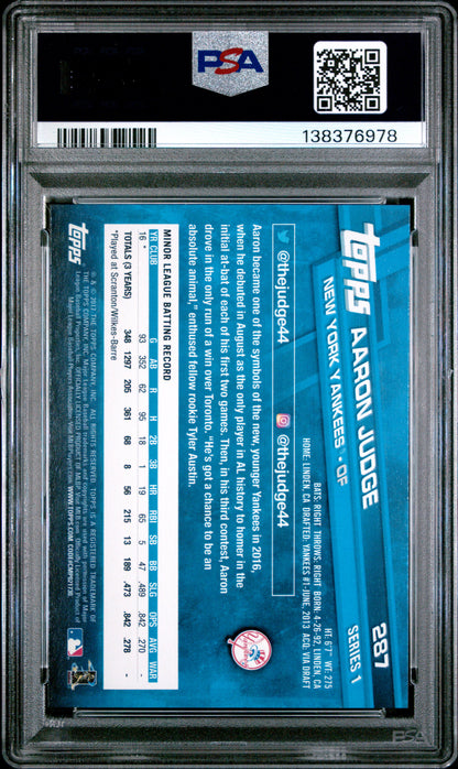 2017 Topps Aaron Judge Rookie #287 PSA 9