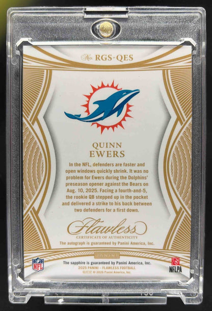 2025 Panini Flawless Quinn Ewers #3 Rookie Gems Signatures Sapphire /15 RC Auto