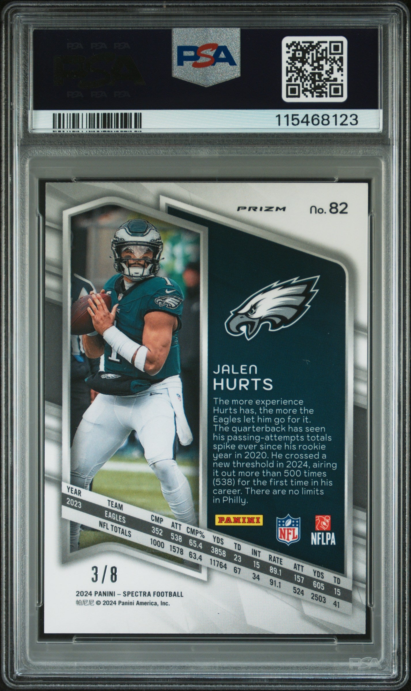 2024 Spectra Jalen Hurts Lucky Envelopes /8 PSA 8