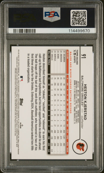 2024 Topps Chrome Gilded Heston Kjerstad Gold Raywave RC /25 PSA 10