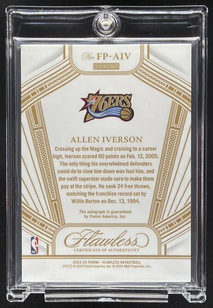 2023-24 Panini Flawless Allen Iverson #FP-AIV Performances 2/25 Auto