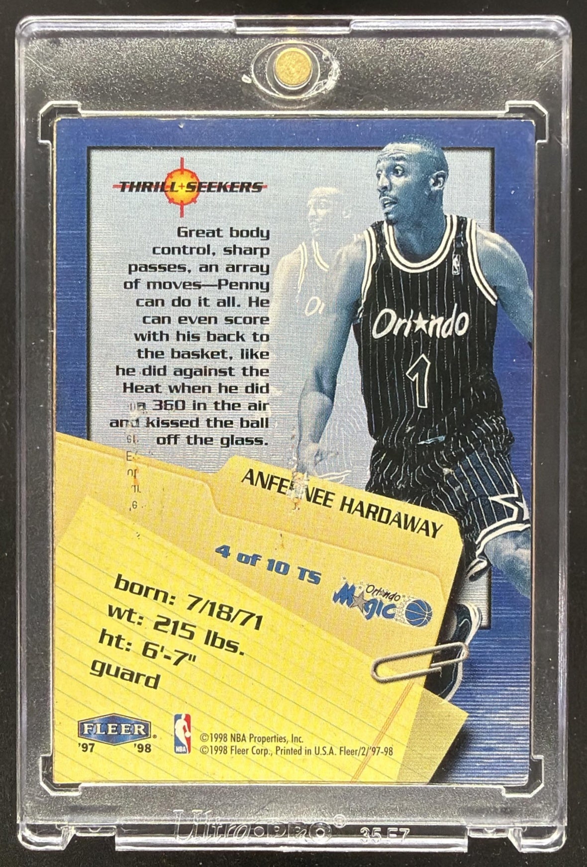 1998-99 Fleer Anfernee Hardaway #8 Thrill Seekers