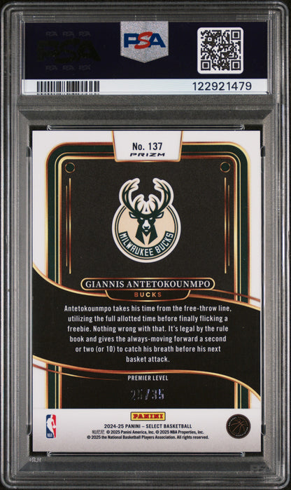 2024 Panini Select Giannis Antetokounmpo #137 Premier White Scope /35 PSA 10