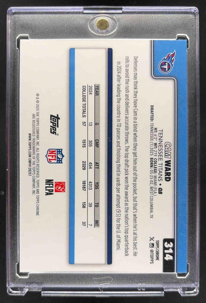 2025 Topps Chrome Cam Ward #314 Rookie Teal Refractor 102/299 RC