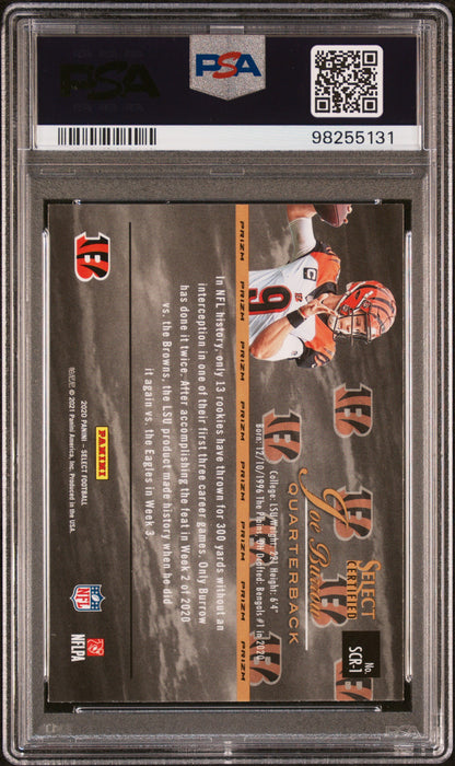2020 Panini Select Joe Burrow #SCR-1 Certified Rookies Prizm RC PSA 10