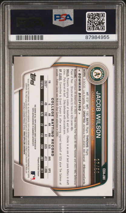 2023 Bowman Chrome Jacob WIlson Gold Shimmer Auto /50 PSA 9