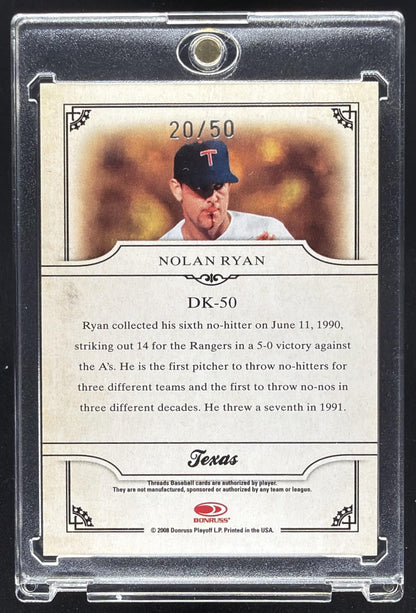 2008 Donruss Threads Nolan Ryan #DK-50 Diamond Kings Framed Blue /50