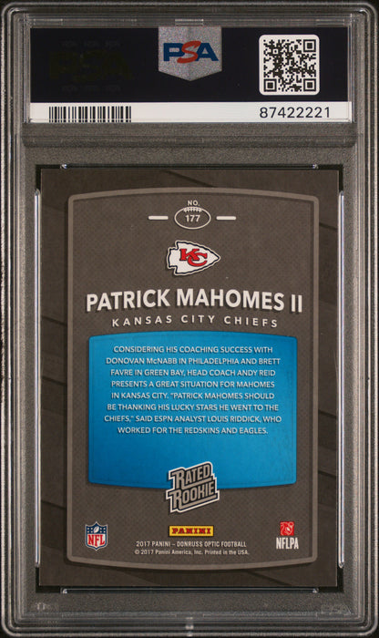 2017 Panini Donruss Optic Patrick Mahomes II #177 RC Rated Rookie PSA 10