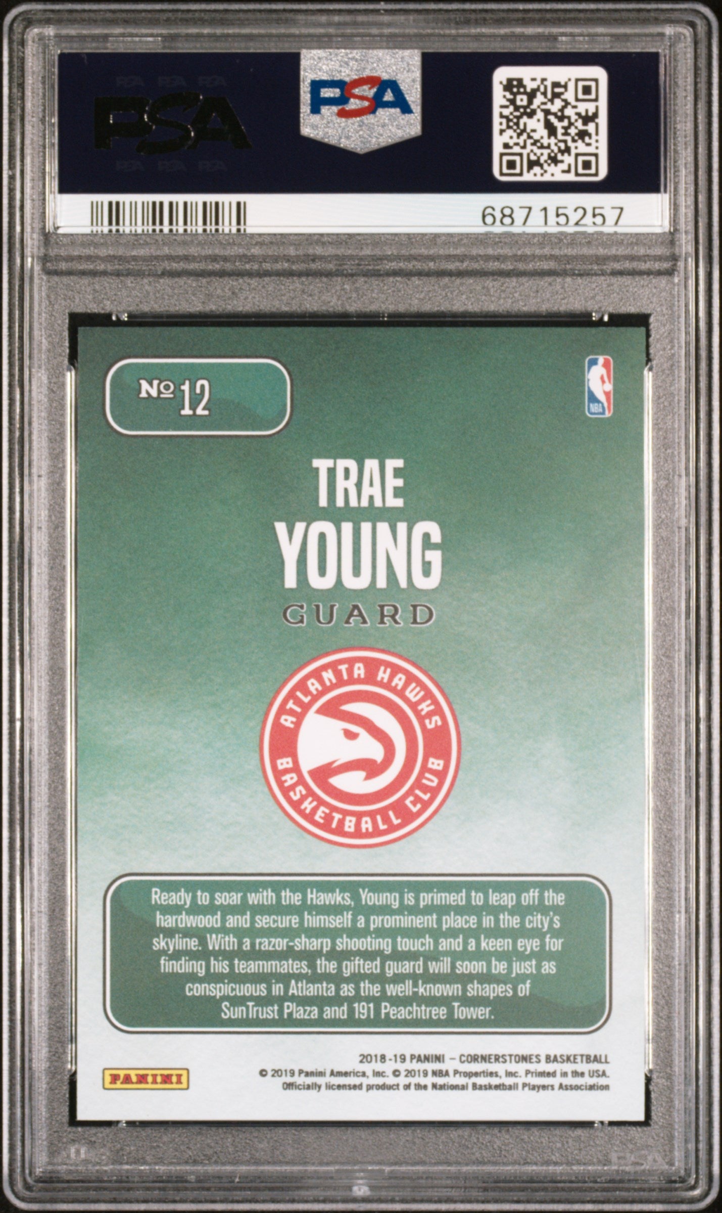 2018-19 Cornerstones Trae Young Downtown Rookie PSA 10