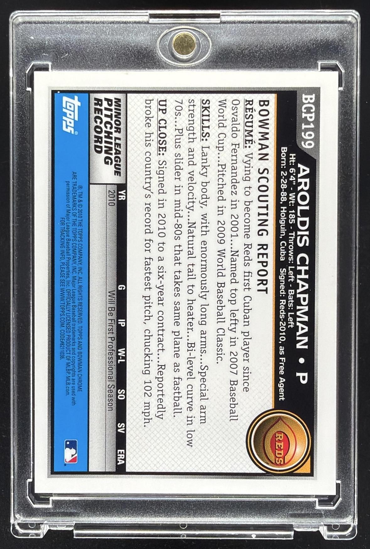 2010 Bowman Chrome Aroldis Chapman #BCP199 Prospects Auto