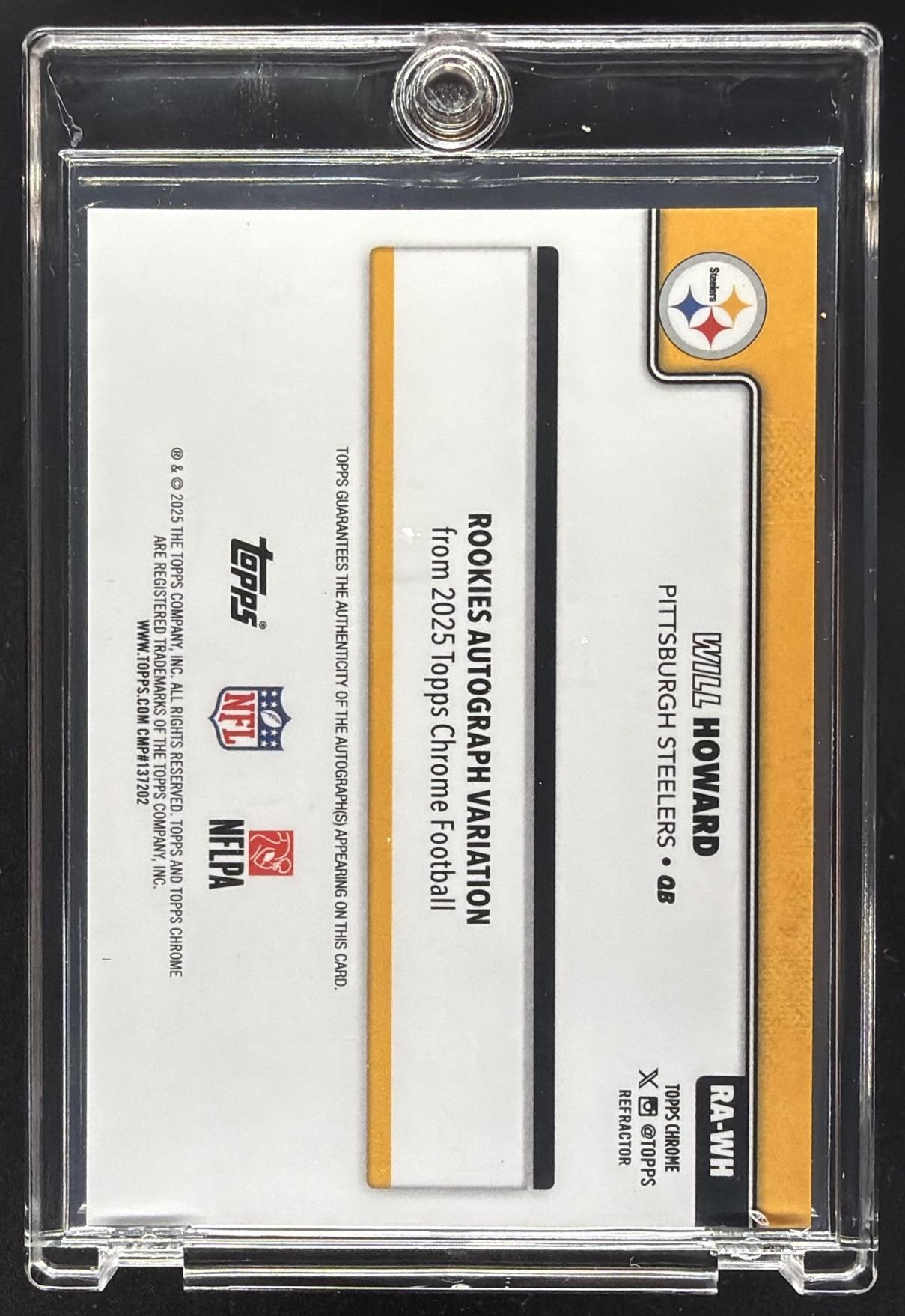 2025 Topps Chrome Will Howard #RA-WH Rookie Auto Refractor 55/499 RC