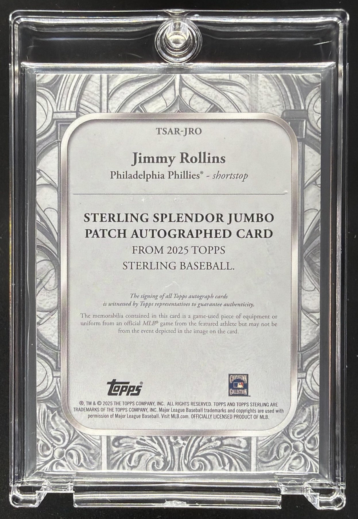 2025 Topps Sterling Jimmy Rollins #SSA-JRO Patch Auto /3