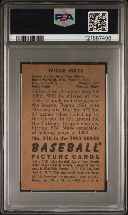 1952 Bowman Willie Mays #218 PSA 2