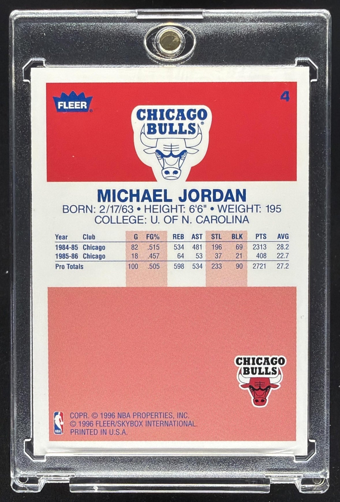 1996-97 Fleer Michael Jordan #4 Decade of Excellence