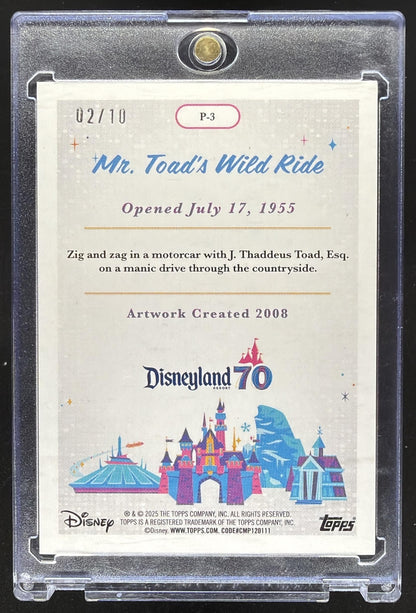 2025 Topps Disneyland 70th Anniversary Mr. Toad's Wild Ride #P-3 Posters Black Foil /10