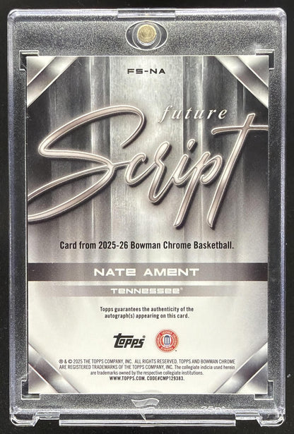 2025-26 Bowman Nate Ament #FS-NA Future Script Orange Refractor 24/25 Auto