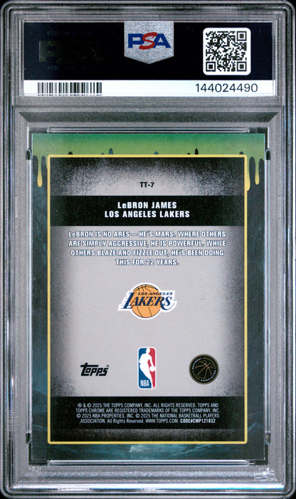 2025-26 Topps Chrome Lebron James Purple /75 Tall Tales PSA 8