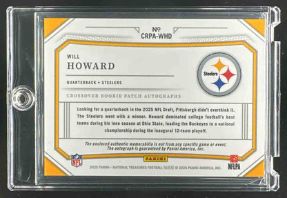 2025 National Treasures Will Howard Crossover Rookie Patch Auto /25