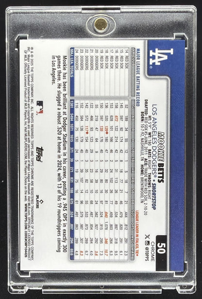 2025 Topps Chrome Mookie Betts #50 Orange Refractor 2/25