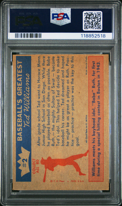 1959 Fleer Ted Williams Babe Ruth Ted's Idol PSA 7