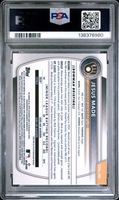 2025 Bowman Chrome Jesus Made Auto PSA 9