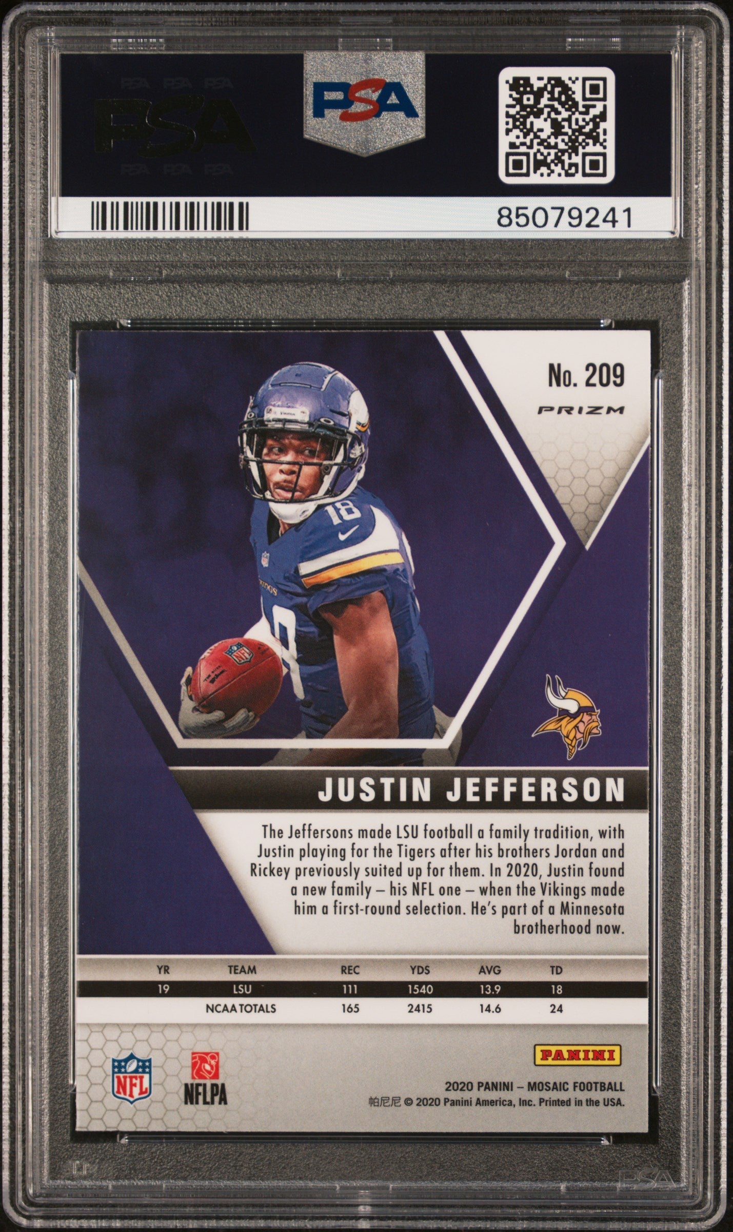 2020 Mosaic Justin Jefferson Mosaic Rookie PSA 10