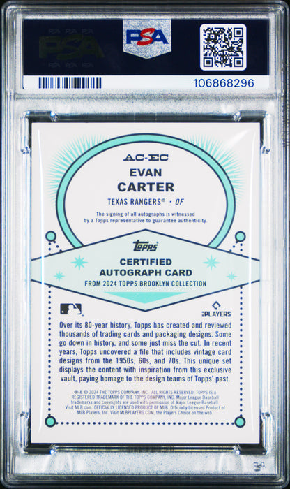 2024 Topps Brooklyn Evan Carter Gold Rookie Auto /50 PSA 9