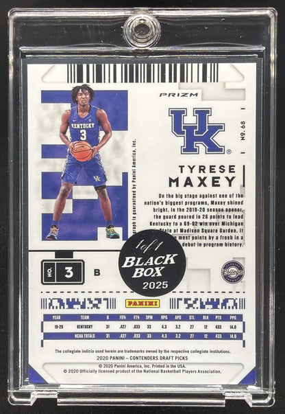 2020-21 Panini Contenders Draft Picks Tyrese Maxey #68 1/1 Black Box Auto Super
