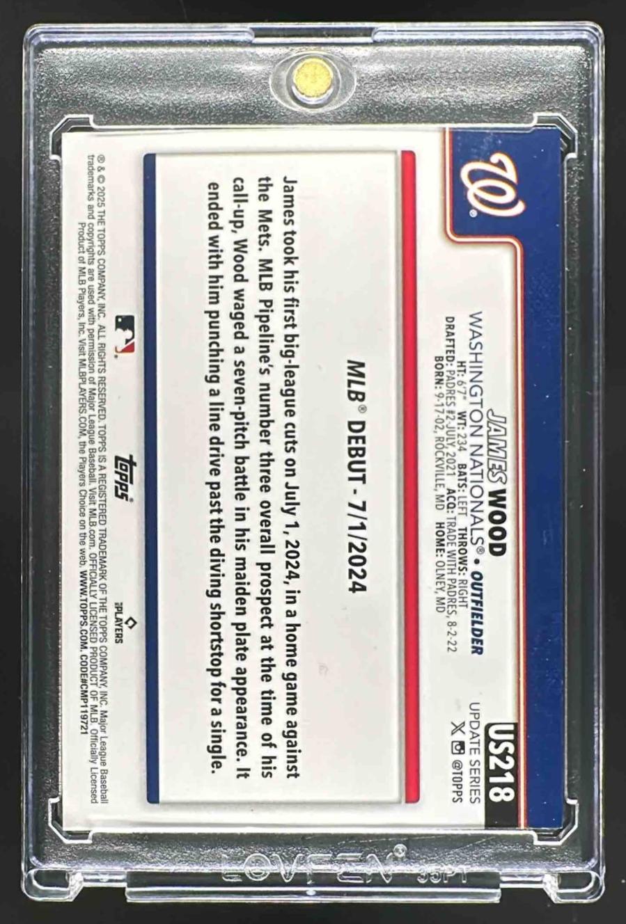 2025 Topps Update James Wood #US218 RC True Photo Variation