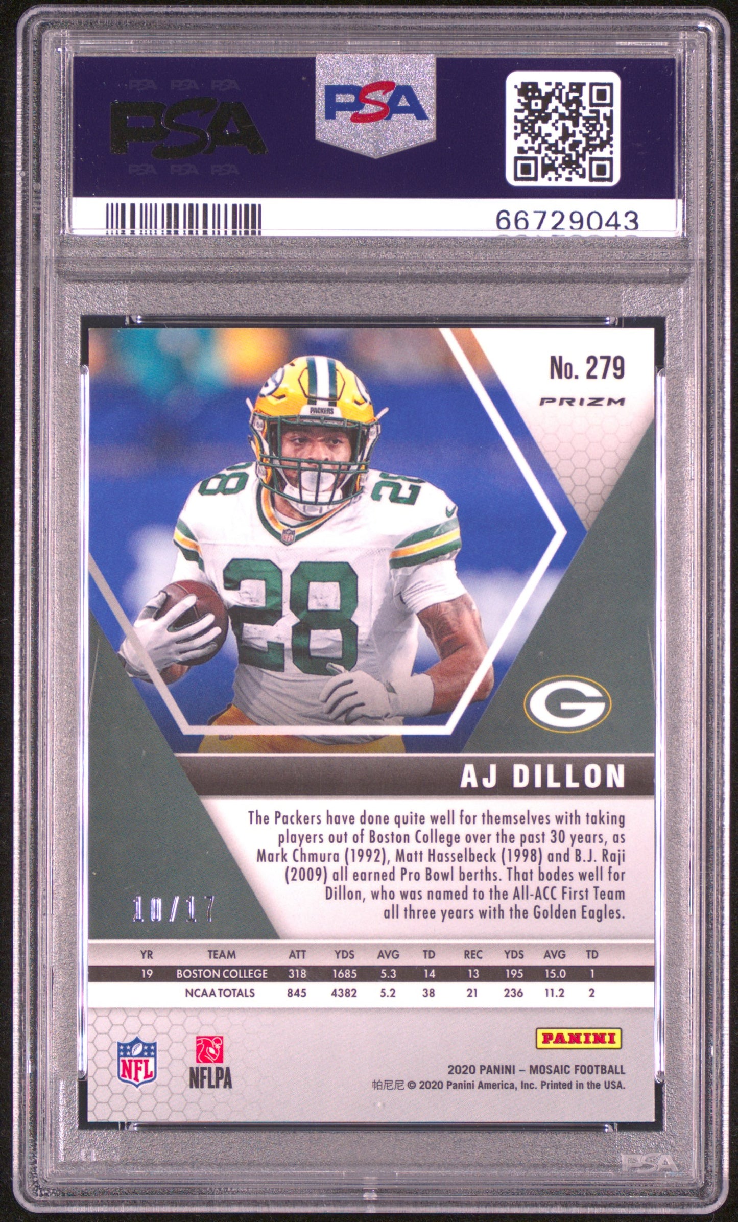 2020 Mosaic Aj Dillon Gold Wave Rookie /17 PSA 10