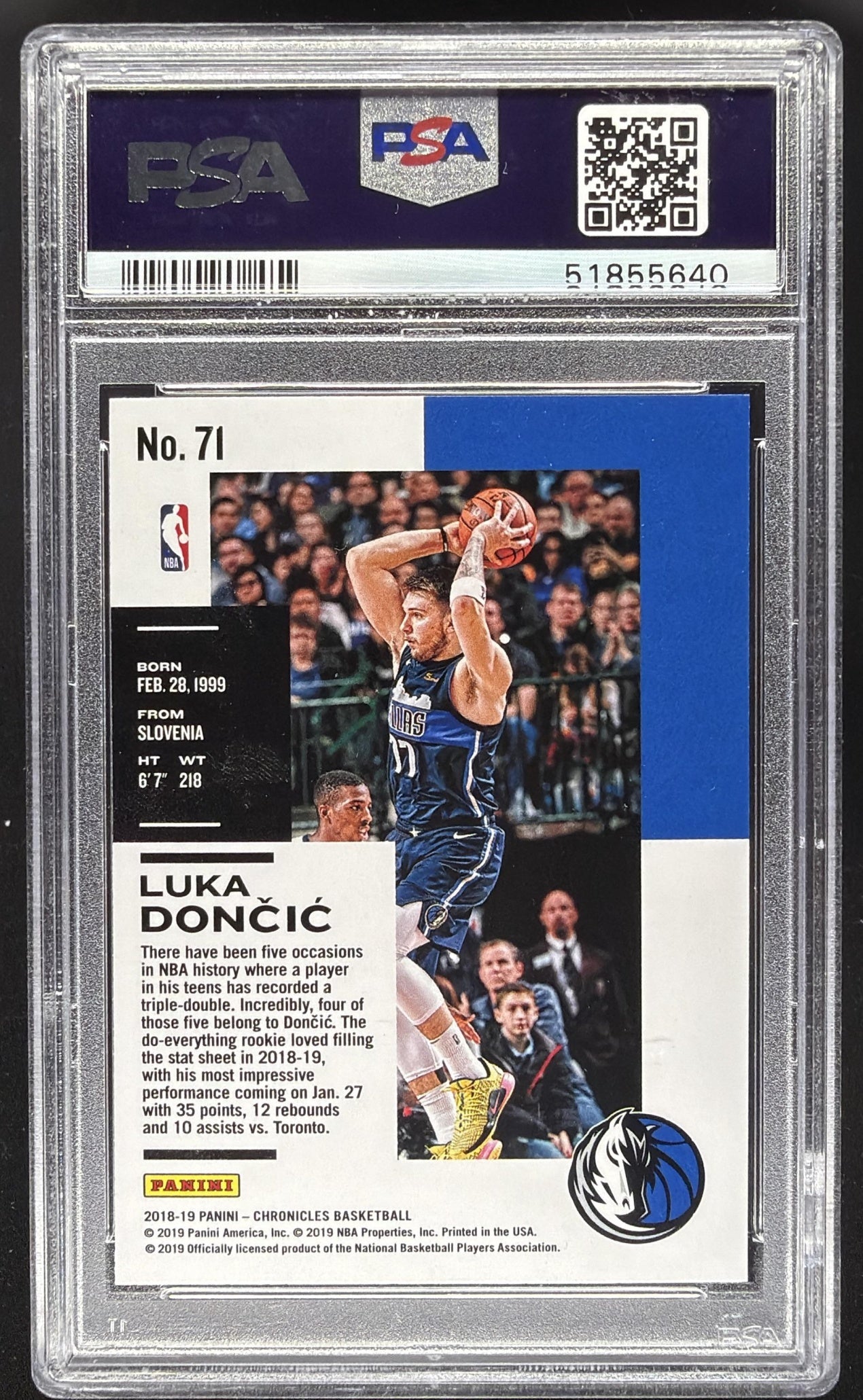 2018-19 Panini Chronicles Luka Doncic #71 RC PSA 10