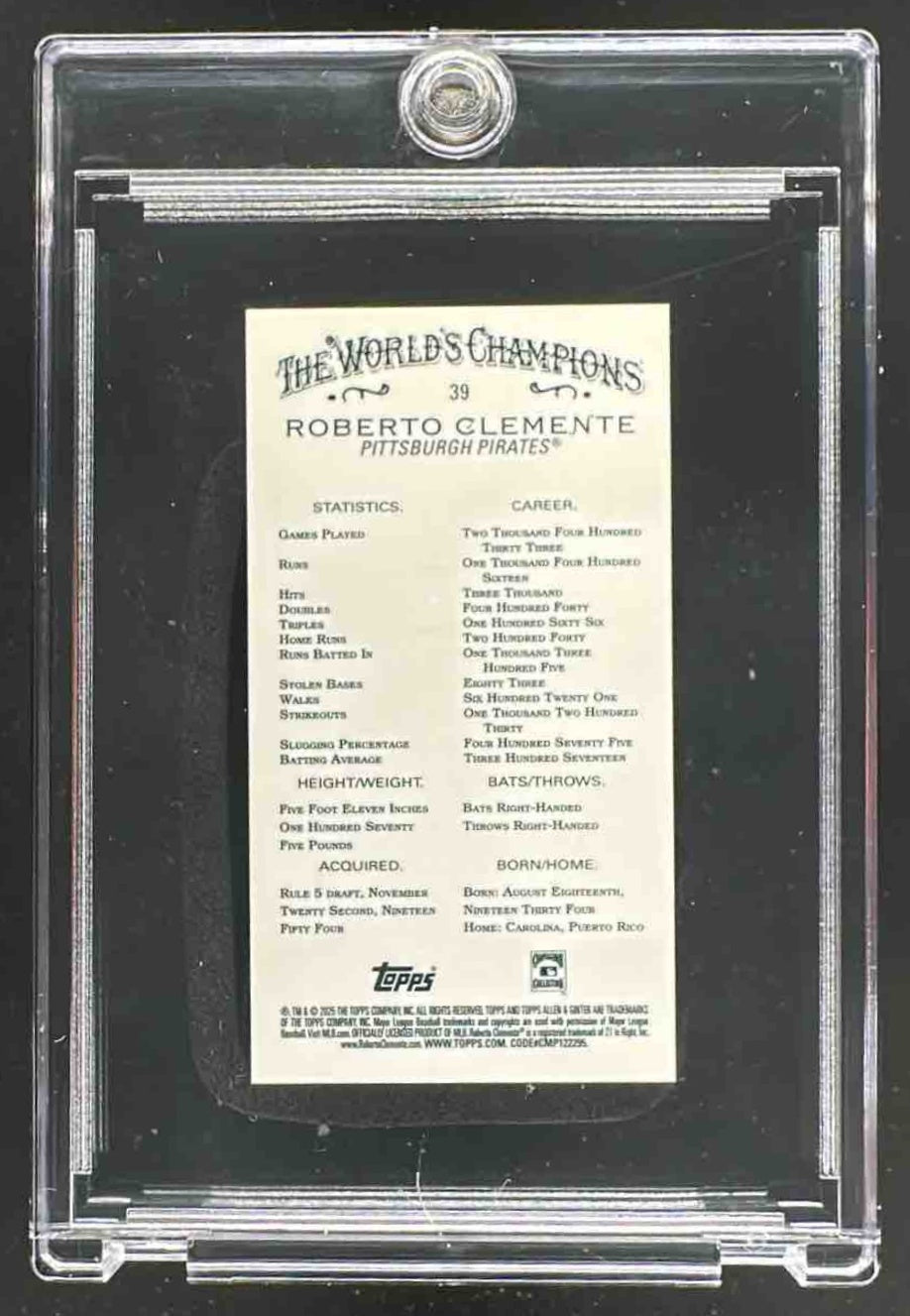 2025 Topps Allen & Ginter Roberto Clemente #39 Chrome Mini Gold Refractor 27/50