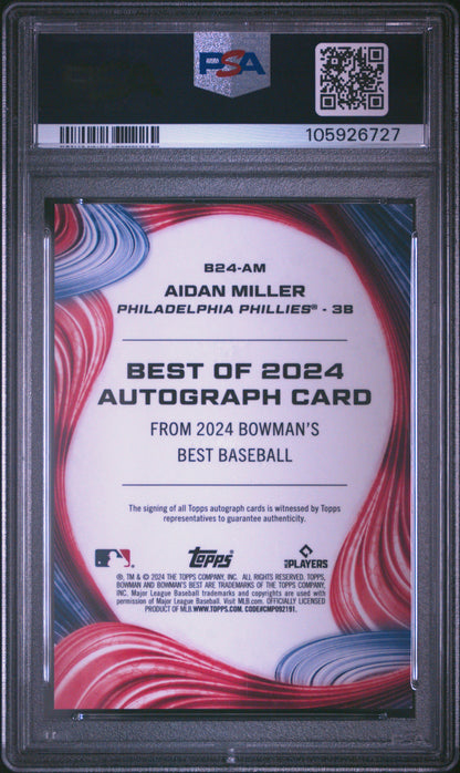 2024 Bowman's Best Aidan Miller Blue Auto Refractor /150 PSA 10