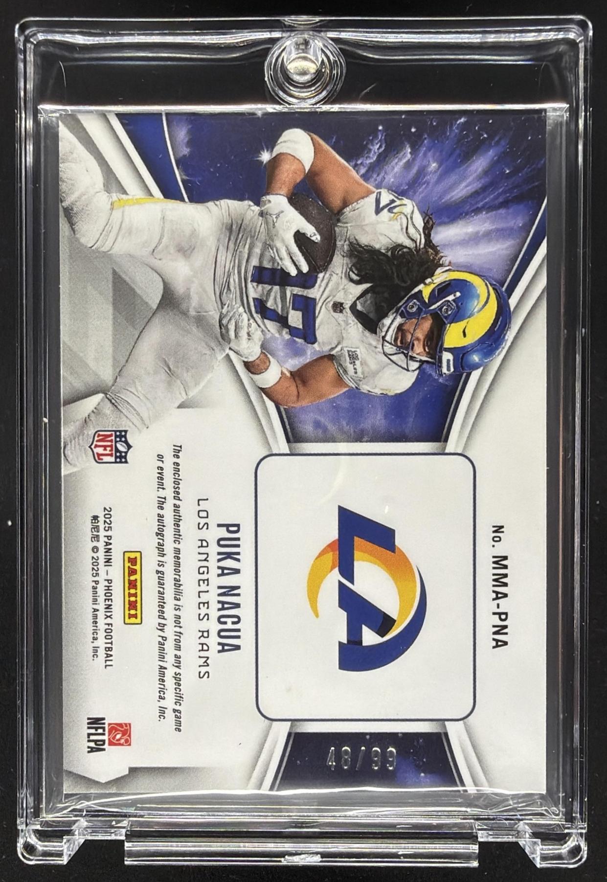 2025 Panini Phoenix Puka Nacua #MMA-PNA Mythical Materials Auto Pandora Prizm /99