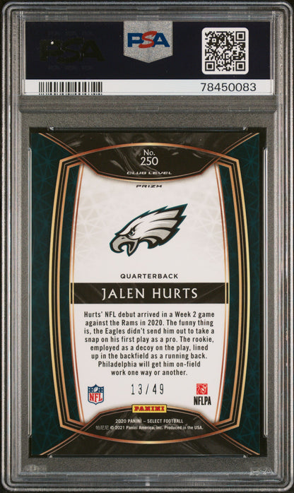 2020 Select Jalen Hurts Red Disco 13/49 PSA 10 RC